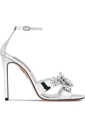 Aquazzura 105mm metalliske Margarita sandaler med krystaludsmykning