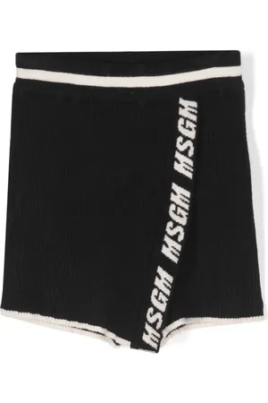 Msgm Ribstrikket buksenederdel med intarsia-logo