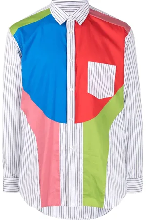 Comme des Garçons Stribet skjorte med colourblocking