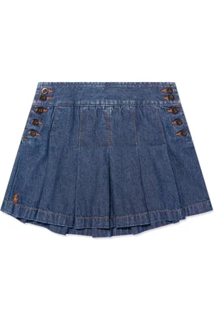 Ralph Lauren Plisseret denimnederdel
