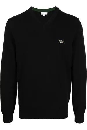 Lacoste Fin-ribbet trøje med broderet logo