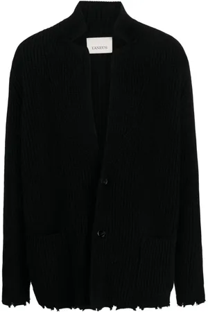 LANEUS Cardigan i uld med slitageeffekt
