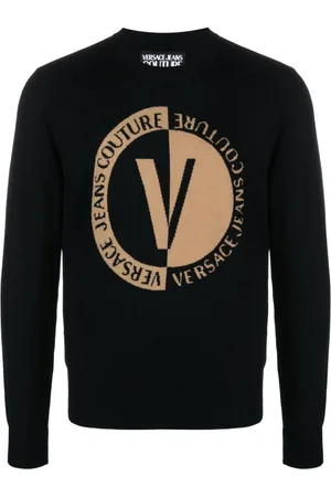 VERSACE Intarsiastrikket uldtrøje med logo