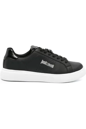 Roberto Cavalli Sneakers i læder med tigerhoved-logo