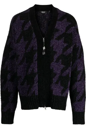 FIVE CM Cardigan med houndstooth-mønster og V-hals