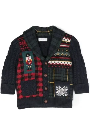 Ralph Lauren Kabelstrikket cardigan med patchwork