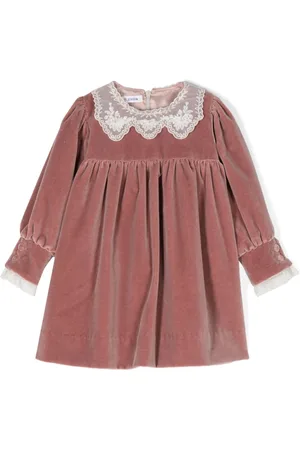 JESURUM BABY Kjole i velour med blondedetalje