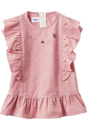 Familiar Stribet bluse med broderet motiv