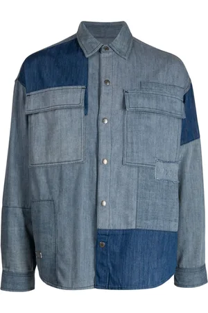 Izzue Chambray-skjorte med slogantryk og paneler