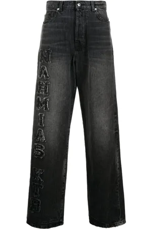 Nahmias Jeans med brede ben og logomærke