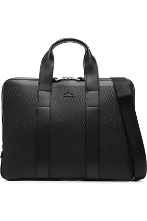 Lacoste Chantaco computertaske i læder med præget logo