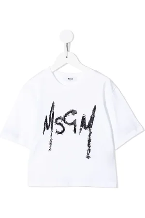 Msgm Cropped T-shirt med logotryk