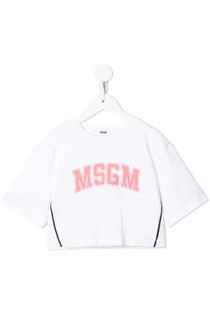 Msgm Cropped T-shirt med logotryk