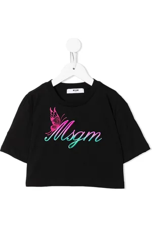Msgm Cropped T-shirt med logotryk
