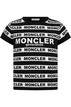 Moncler Stribet T-shirt med logotryk