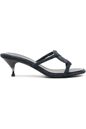 Tory Burch Miller 55mm sandaler i ruskind med rhinsten
