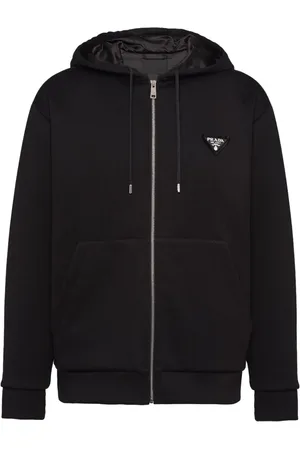 Prada Hættetrøje med trekantet logo og lynlås