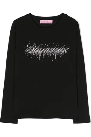 MISS BLUMARINE T-shirt med rhinsten-udsmykning og logotryk