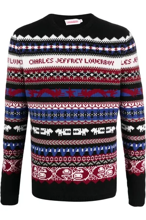 Charles Jeffrey Loverboy Fair isle striktrøje med rund hals