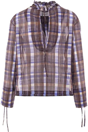 Salvatore Ferragamo August bluse med ternet tryk