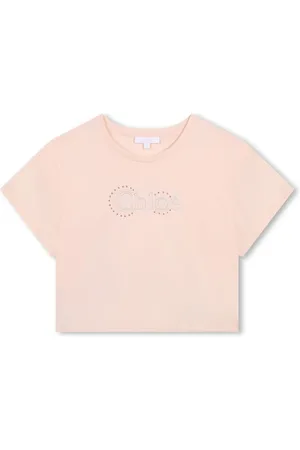 Chloé T-shirt med broderet logo og rund hals