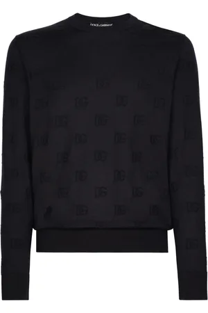 Dolce & Gabbana Intarsia-strikket silketrøje med rund hals og logo