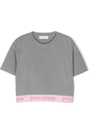 Palm Angels Cropped T-shirt med logobånd
