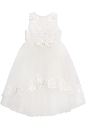 Sarah Louise Lang tylkjole med blomstret blonde
