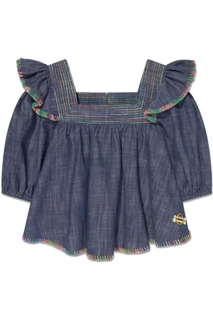 ZIMMERMANN Bluse i denim med dekorative syninger