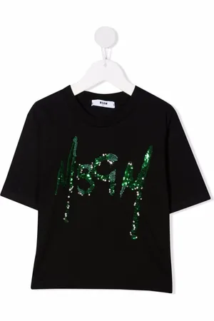 Msgm Cropped T-shirt med paillet-logo