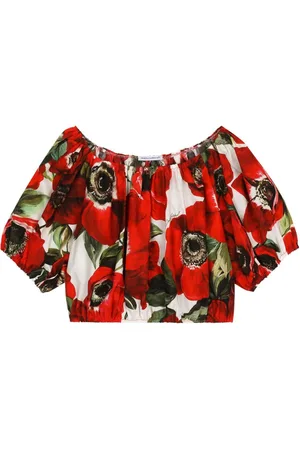 Dolce & Gabbana Cropped bluse med anemonetryk