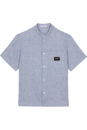 Dolce & Gabbana Skjorte i hør med logomærke
