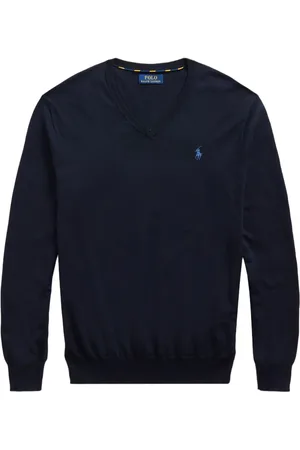 Ralph Lauren Trøje med broderet logo og V-hals