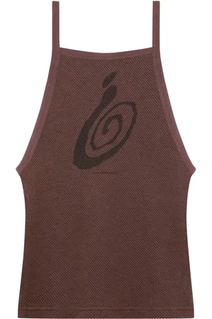 Courrèges Tanktop i mesh med grafisk tryk