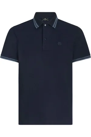 Etro Polo med Pegaso-broderi og stribet kant