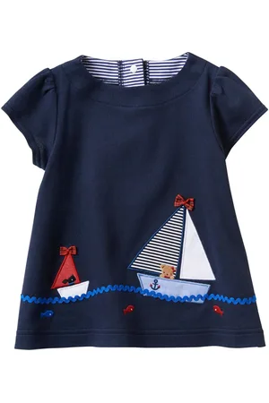 Familiar Stribet bluse med broderet motiv