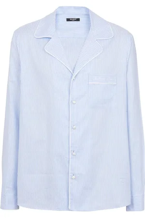 Balmain Stribet skjorte med broderet logo