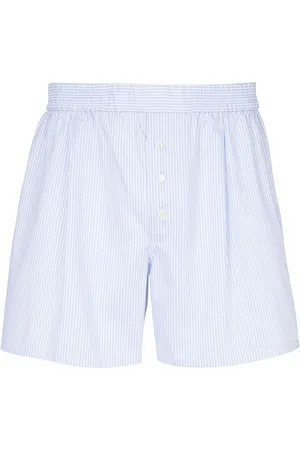 Balmain Stribede shorts med broderet logo