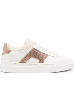 santoni Sneakers i læder med rhinstenudsmykning