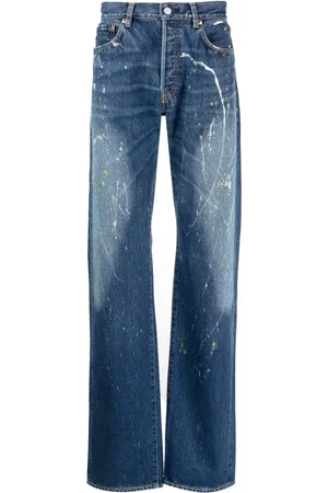 YOHJI YAMAMOTO Jeans med lige ben og malingssprøjt