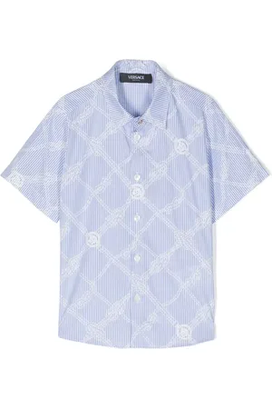 VERSACE Skjorte med striber og nautisk baroktryk