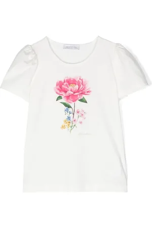 MONNALISA T-shirt med blomstertryk og rund hals