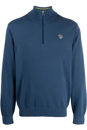 Paul Smith Sweatshirt med zebra-motiv og halv lynlås