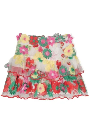 Marlo Nederdel i tyl med blomster-broderi