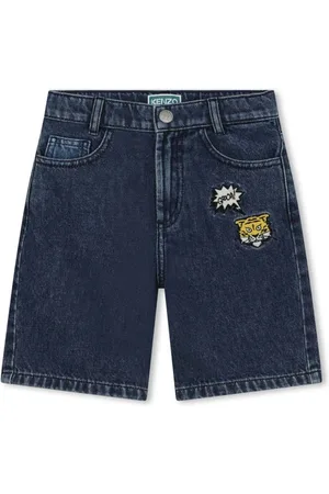 Kenzo Tiger-broderede denimshorts med mellemhøj talje