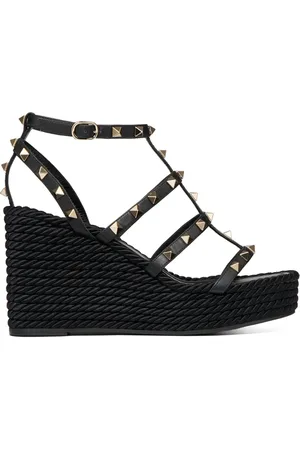 VALENTINO GARAVANI Rockstud 95 mm cage-espadriller med kilehæl