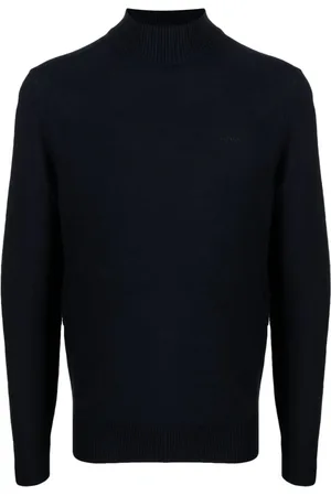 HUGO BOSS Trøje med broderet logo og høj hals