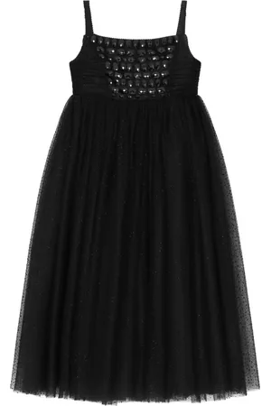 Dolce & Gabbana ærmeløs smocked kjole i tyl