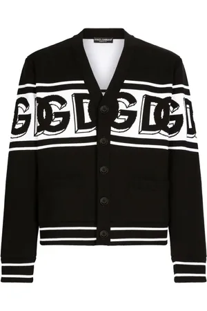 Dolce & Gabbana Intarsia-cardigan med V-hals og logo