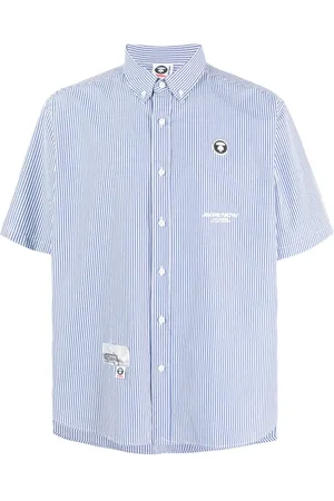 A Bathing Ape Stribet T-shirt med logoapplikation